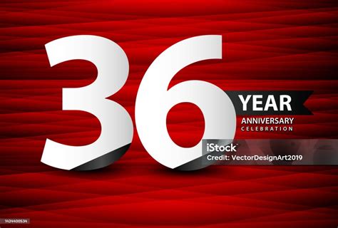 36 Jahre Jubiläumsfeier Logovektor Auf Rotem Hintergrund 36zahlendesign ...