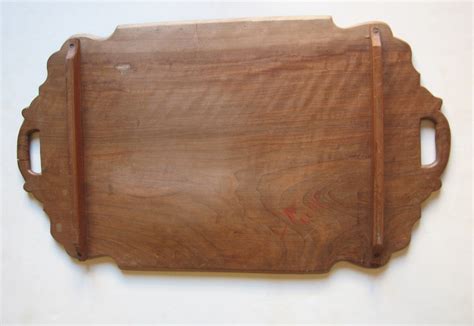 Vintage Hand Carved Wooden Serving Tray Etsy