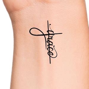 Grace Cross Temporary Tattoo / Religious Tattoo - Etsy