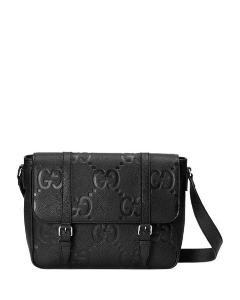 Gucci Medium Leather Jumbo Gg Messenger Bag In Black For Men Lyst