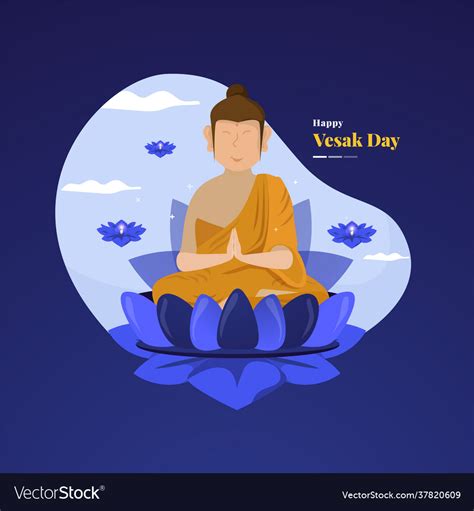 Meditation Buddha For Vesak Day Greetings Vector Image