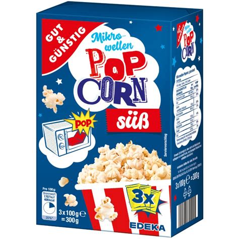 Gut Günstig Mikrowellen Popcorn süß 1er Pack 3x100g Packung