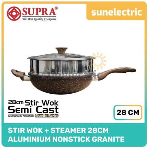 Jual Supra Granite Stir Wok Cm Steamer Stainless Steel Panci Wajan