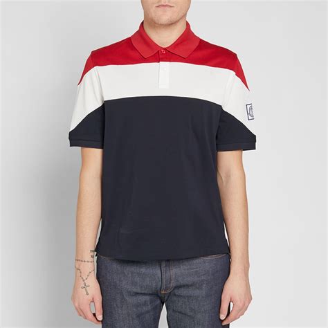 Moncler Gamme Bleu Tricolour Stripe Polo Navy End Uk