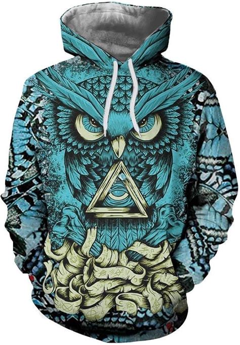 Ladies Unisex Fashion Hoodies Owl Long Sleeves Pattern Simple Glamorous Sweatshirt Autumn Winter