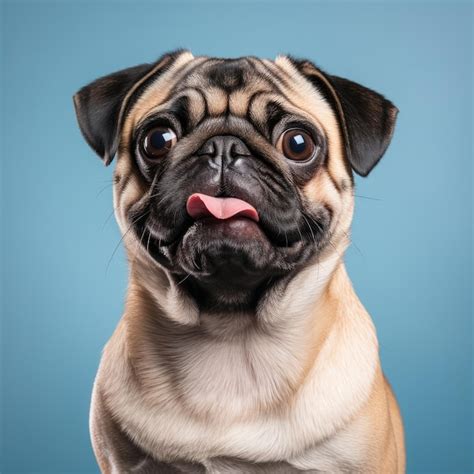 Premium AI Image | A heart warming pug dog with funny face standing isolated on white background