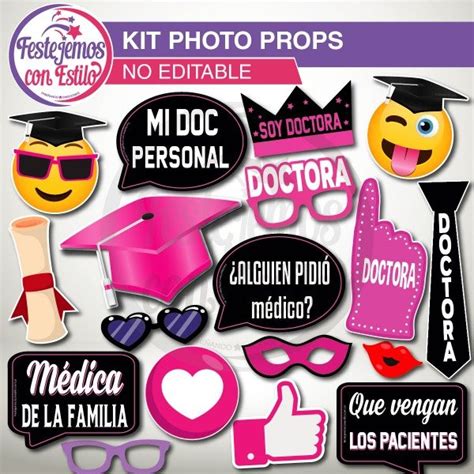 Photo Props Imprimible Graduaci N Medicina Doctora Festejemos Con Estilo