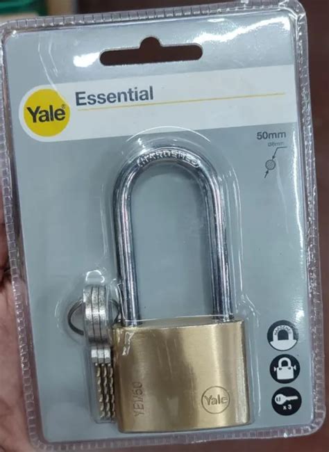 Yale Essential Series Indoor Brass Padlock Long Shackle Mm Ye