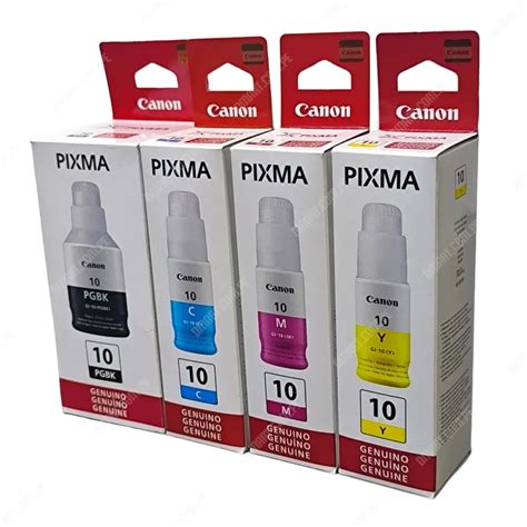 Botellas De Tinta Canon GI 10 Color Negro Cyan Magenta Amarillo Original