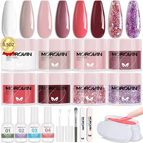 Morovan Dip Powder Nail Kit Starter 8 Colors Nail Dip