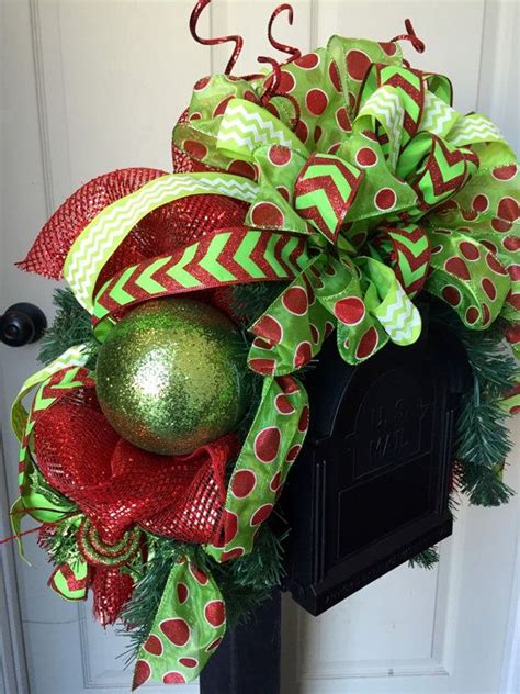 Christmas Mailbox Swag Mailbox Decor Red And Green Mailbox Decor