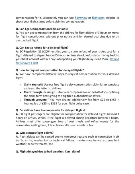 Free Flight Delay Compensation Letter Template