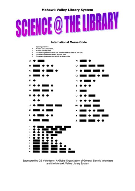 Morse Code Chart printable pdf download