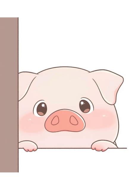 Premium Photo Cartoon Pig Peeking Out From Behind A Wall Generative Ai