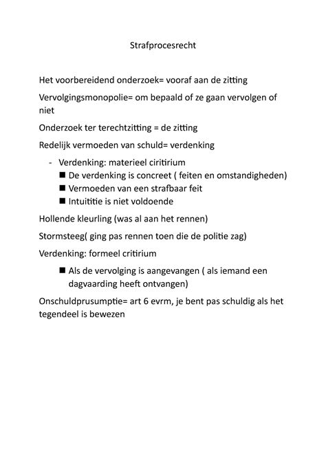 Samenvatting Strafprocesrecht Strafprocesrecht Het Voorbereidend