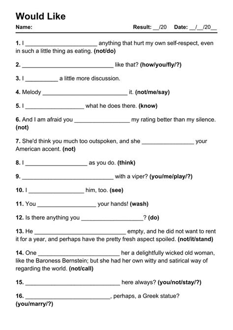 Would Like Pdf Worksheets With Answers Exercises Grammarism