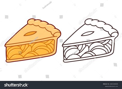 Cartoon Apple Pie Slice Color Drawing Stock Vector (Royalty Free ...