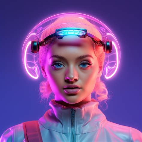 Premium Ai Image Futuristic Neon Portraits Glamorous Cyber Women In