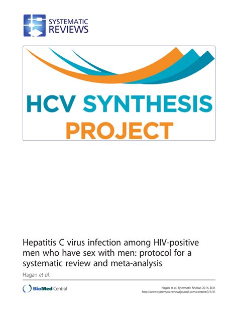 PDF Hepatitis C Virus Infection Among HIV Positive Men Who Have Sex With Men Protocol For A