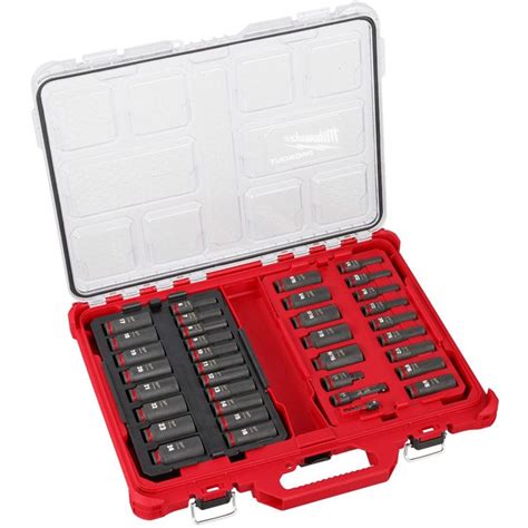 Milwaukee 3/8" Drive 36 Piece Metric/SAE Deep PACKOUT Impact Socket Set ...