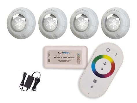 Kit Led Piscina Controle 4 Leds Rgb 9W Fonte 12V Luxpool