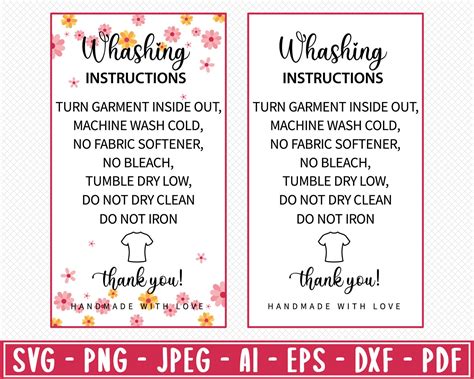 T Shirt Washing Care Card Svg Shirt Care Card Printable Svg Shirt