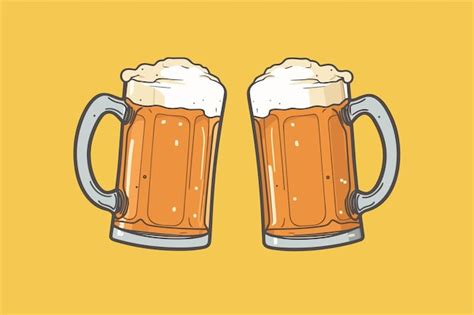 Premium Vector Two Beer Mugs Cheers Copy Space Vector Illustration