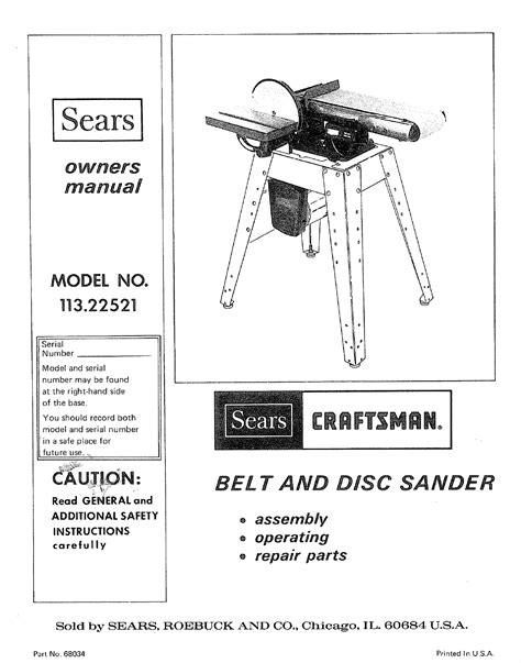 User Manual Craftsman Belt Disc Finishing Machine Manualsfile