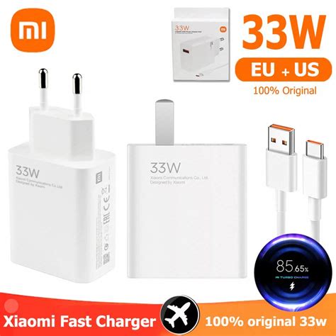 Xiaomi Carregador Turbo Original Ue E Eua Cabo Usb Tipo C Adaptador