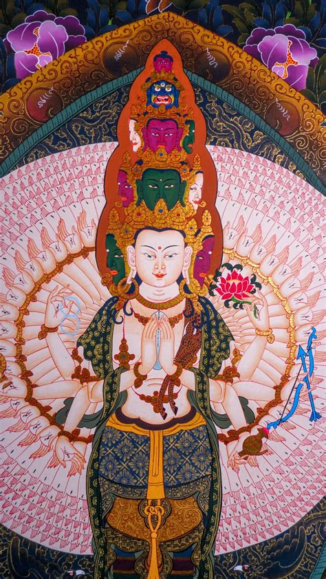 Avalokiteshvara Thangka Painting From The Himalayas In Thangka