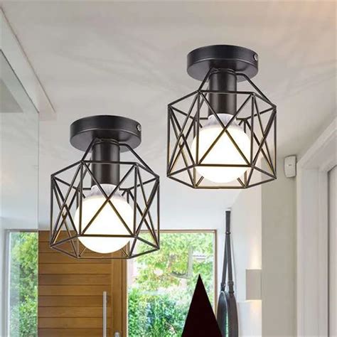 Plafonnier LED En Fer Forg Noir Au Design Nordique Moderne Luminaire D