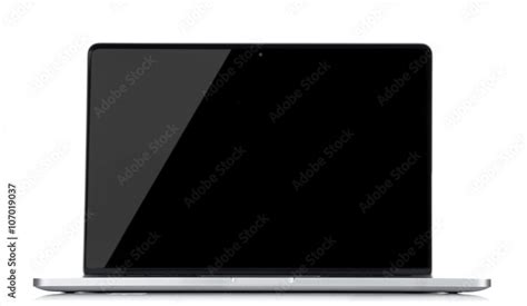 Laptop with black screen isolated on white Stock Photo | Adobe Stock