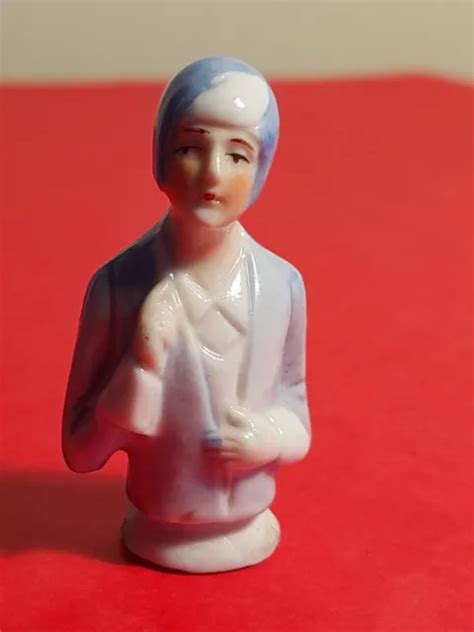 Ancienne Demi Figurine En Porcelaine Poup E Femme Antique Eur