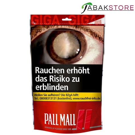 Pall Mall Rot Volumentabak Giga Beutel G Online Tabakstore