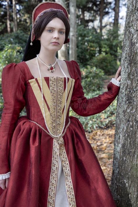 Tudor Woman In Red Dress Stock Photo Image Of Corset 151248054