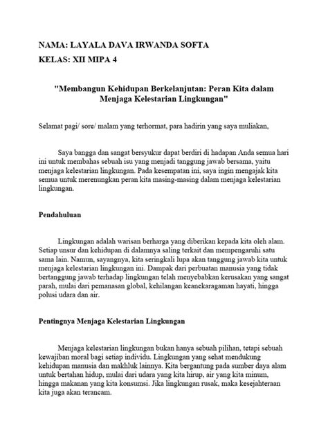 Pidato Bertema Lingkungan Pdf