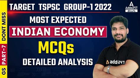 Target Tspsc Group Most Expected Indian Economy Mcqs Part