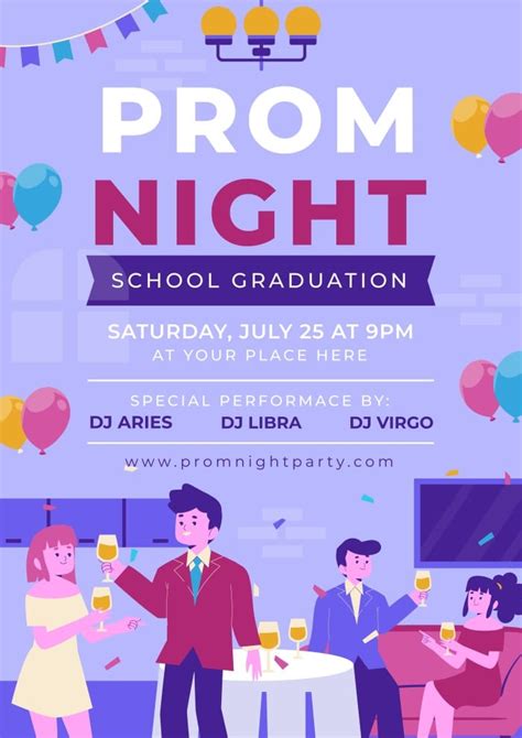 Customize This Creative Colorful Prom Night Party Poster Layout Online