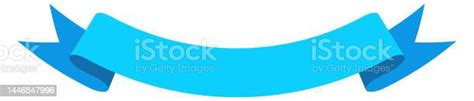 Blue Curved Label Folded Paper Ribbon Banner Stock Illustration