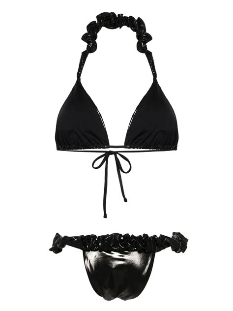 Paramidonna Mimi Metallic Finish Bikini Set In Black ModeSens