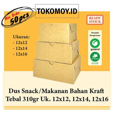 Promo Dus Snack Box Makanan Bahan Kraft 310gr Uk 12x12 12x14