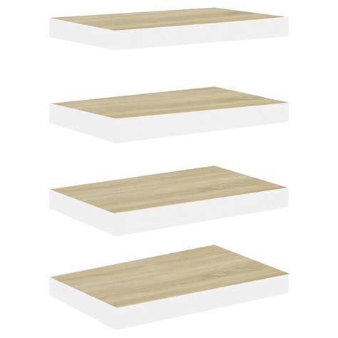 Schweberegale 4 Stk Eiche und Weiß 50x23x3 8 cm MDF Abisko