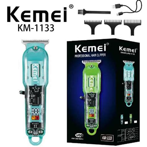 Kemei Hair Clipper Km 1133 Transparent Body Lcd Display Professional