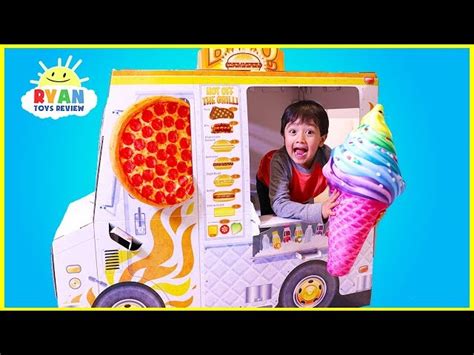 Ryan Pretend Play with Food Truck cooking Playhouse! - Videos For Kids