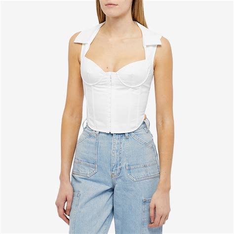 Danielle Guizio Women S Collared Bustier Top In White Danielle Guizio