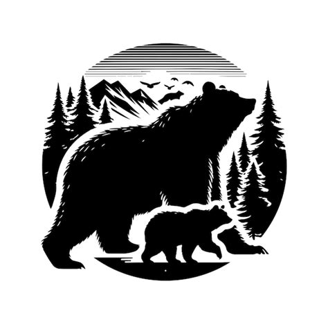 Premium Vector Bear Silhouettes On The White Background