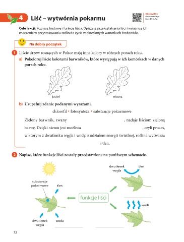 Page 1 Puls życia klasa 5 semestr 2 Liść wytwórnia pokarmu