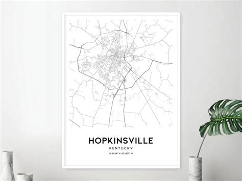 Hopkinsville Map Print Hopkinsville Map Poster Wall Art Ky - Etsy