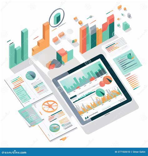 Financial Report with Various Charts and Graphs Stock Illustration ...