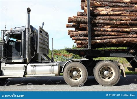 Close Up of a Logging Truck Carrying a Full Load of Logs Stock Image ...